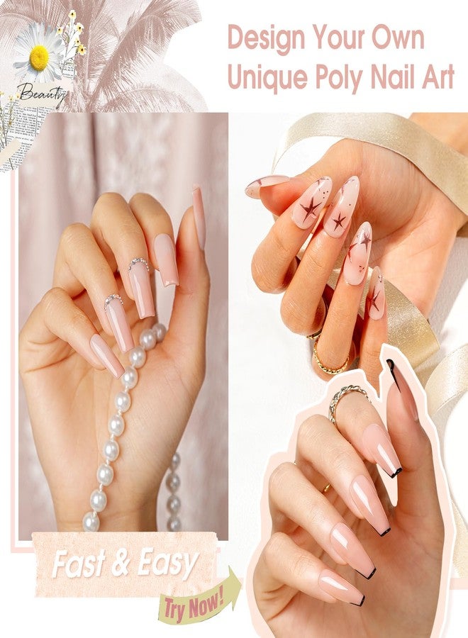 ROSALIND Nude Poly Extension Gel, 2.7 oz Light Nude Poly Nail Gel Builder for Nail Art Decoration, Thickening Extension Easy to DIY Use at Home Need UV Lamp - Image 4